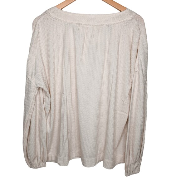 NWT oversized waffle knit v-neck boxy top cream size small - Picture 2 of 9